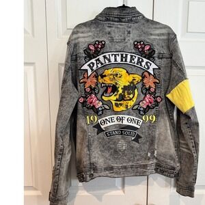 Eight District Mens Black Denim Jacket Black Distressed Streetwear Maximalist